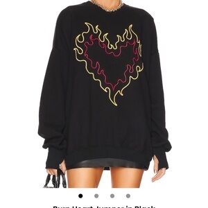 Black Burn Heart Sweater